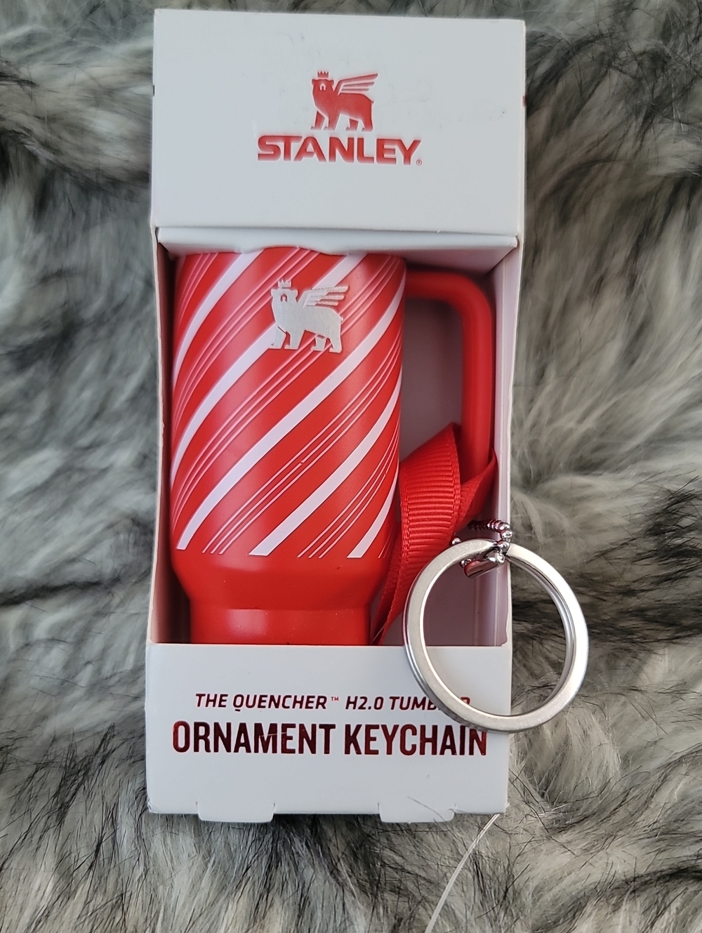 Stanley Red Striped Ornament Keychain Tumbler